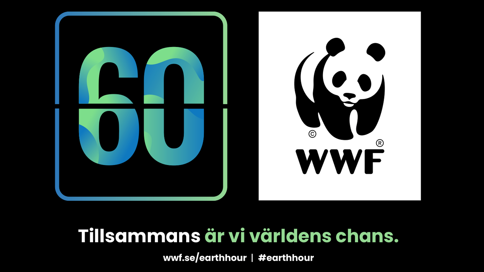 Bild på Earth Hours och Världsnaturfondens logotype med texten Tillsammans är vi världens chans.